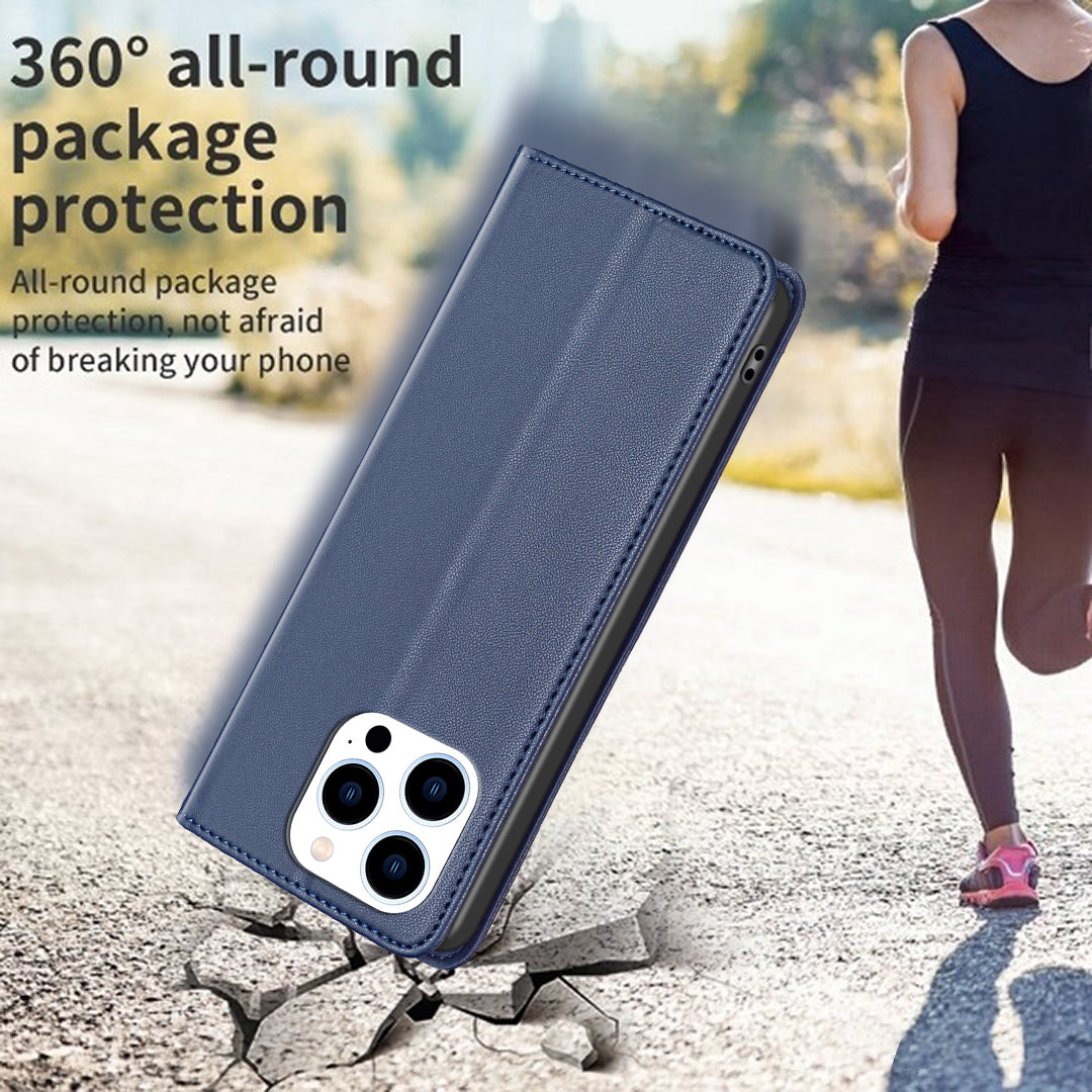 Binfen Color BF18 For iPhone 15 Pro Max PU Leather Shockproof Cover Card Holder Stand Phone Case - Blue Binfen Color BF18 For iPhone 15 Pro Max PU Leather Shockproof Cover Card Holder Stand Phone Case - Blue